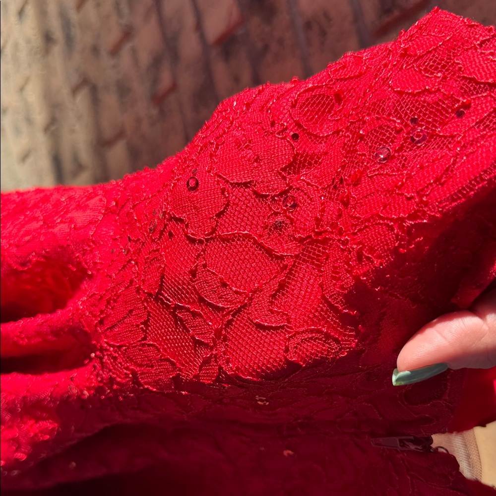 Speechless Red Lace Spaghetti Strap Mini Dress - Picture 6 of 7